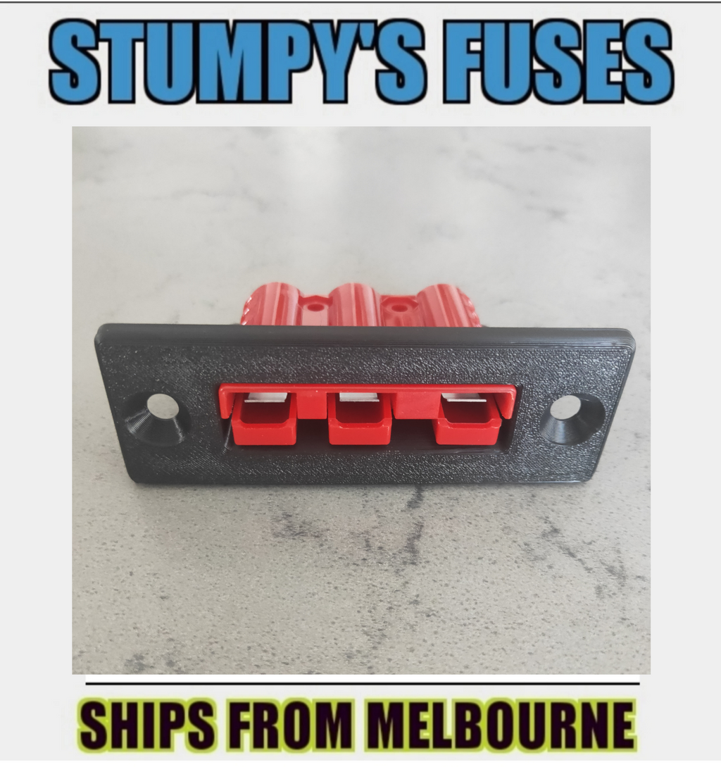 Flush Mount 3-Way Housing Panel with Pair of red 50A Anderson Plugs free postage on this item