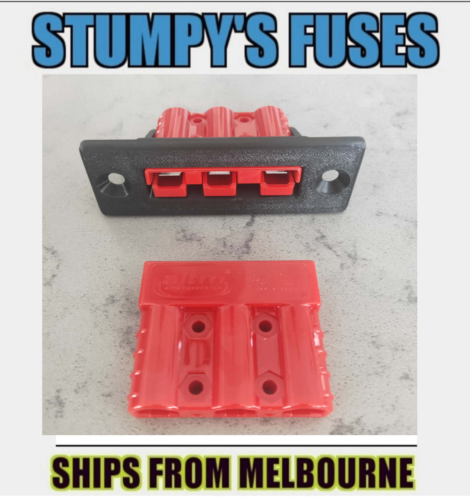 Flush Mount 3-Way Housing Panel with Pair of red 50A Anderson Plugs free postage on this item