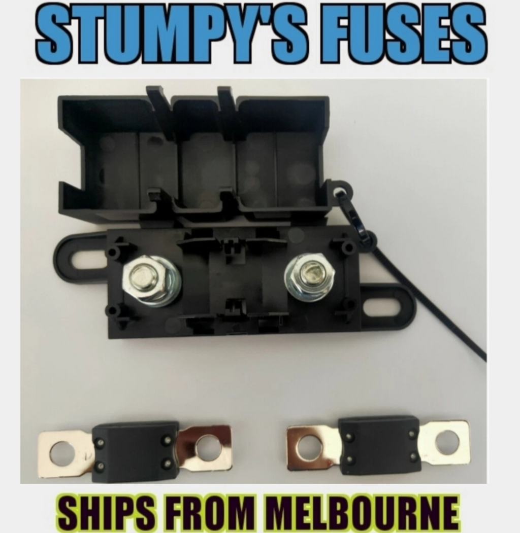 Black Heavy Duty Mega Fuse Holder with 2 x ANM Fuses