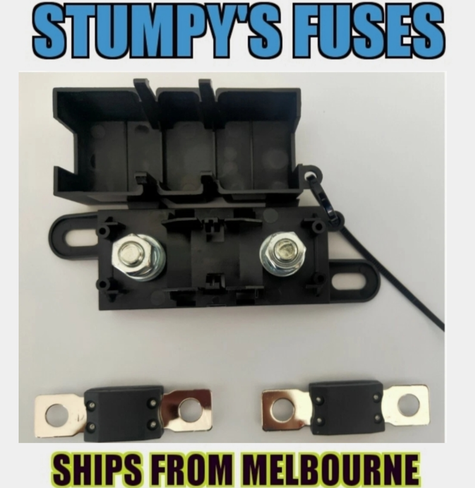 Black Heavy Duty Mega Fuse Holder with 2 x ANM Fuses