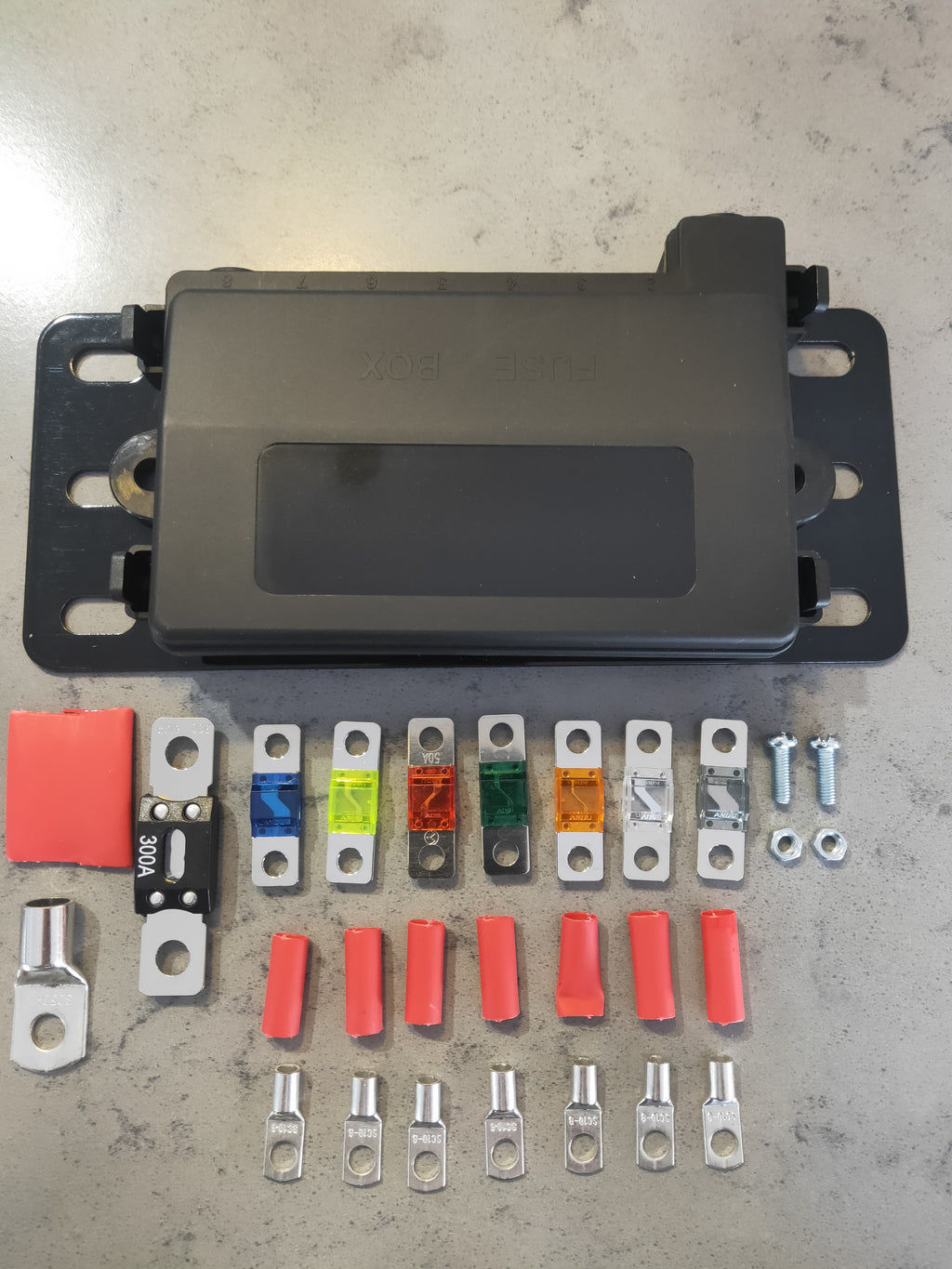7-Way Multi Midi & Mega Fuse Block Kit N70 battery mounting plate 12V/24V Power Distribution