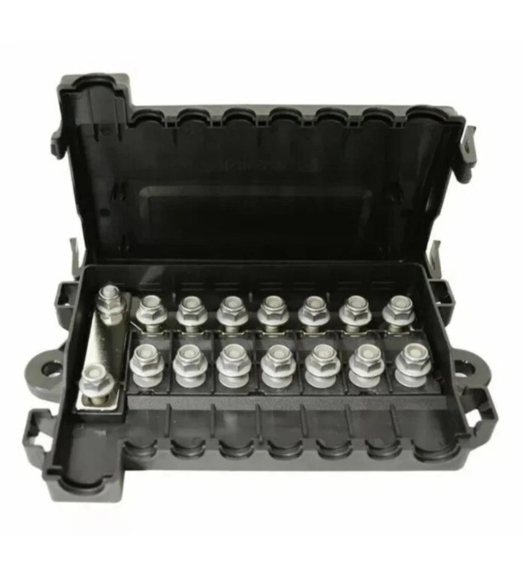 7 way MIDI Fuse Holder Kit with Mega Fuse Inlet | 12V/24V with fuses lugs and heat shrink free postage
