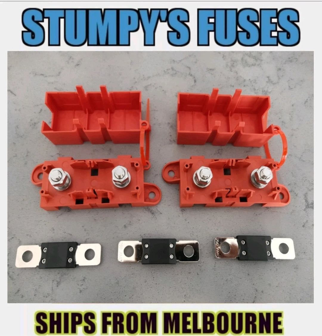 Red Heavy Duty Mega Fuse Holders (2-Pack) with 3x ANM Fuses Spend $30 and receive free postage