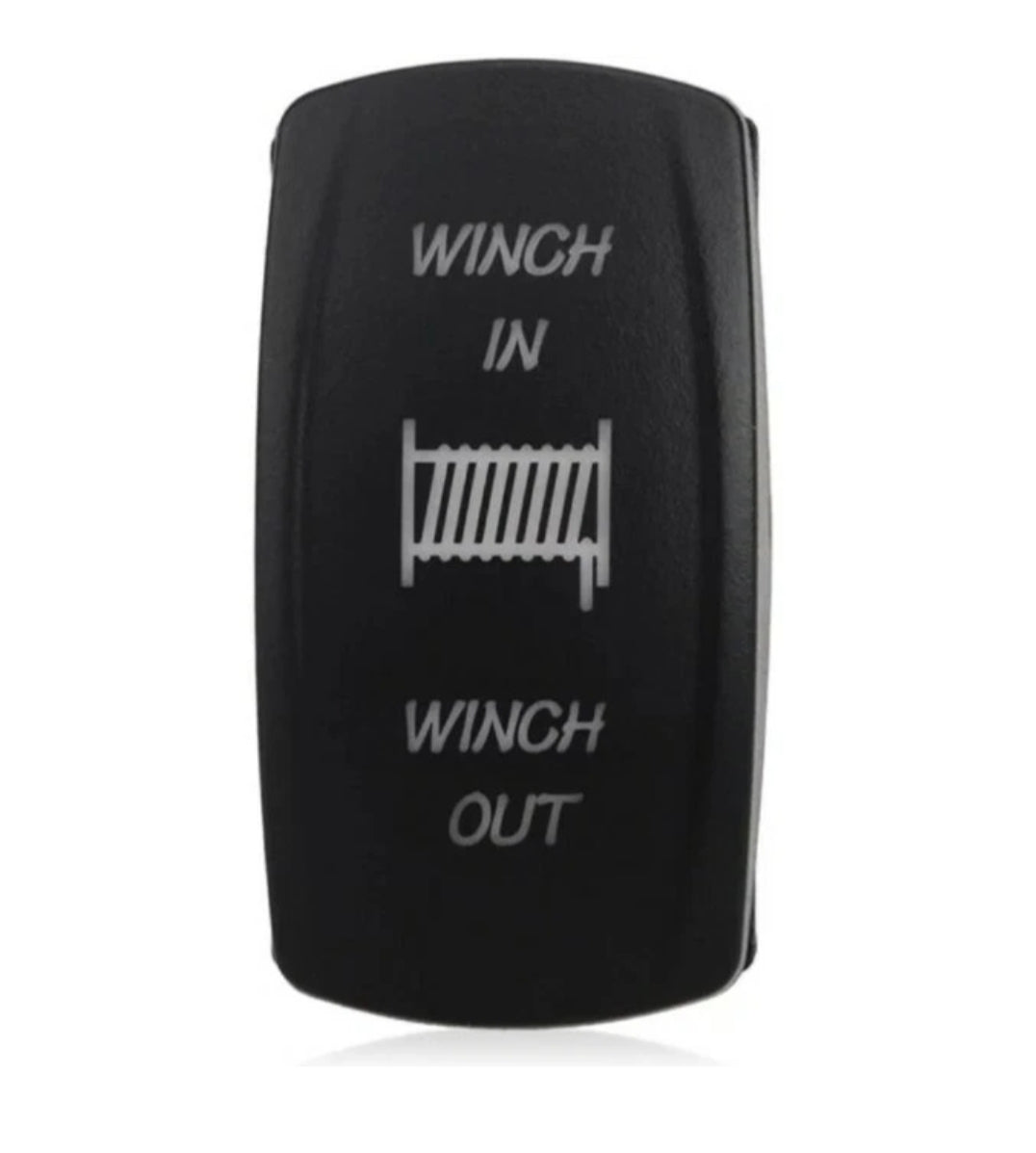7-Pin Momentary Winch Rocker Switch - 12V 20A / 24V 10A Blue LED Laser Etched