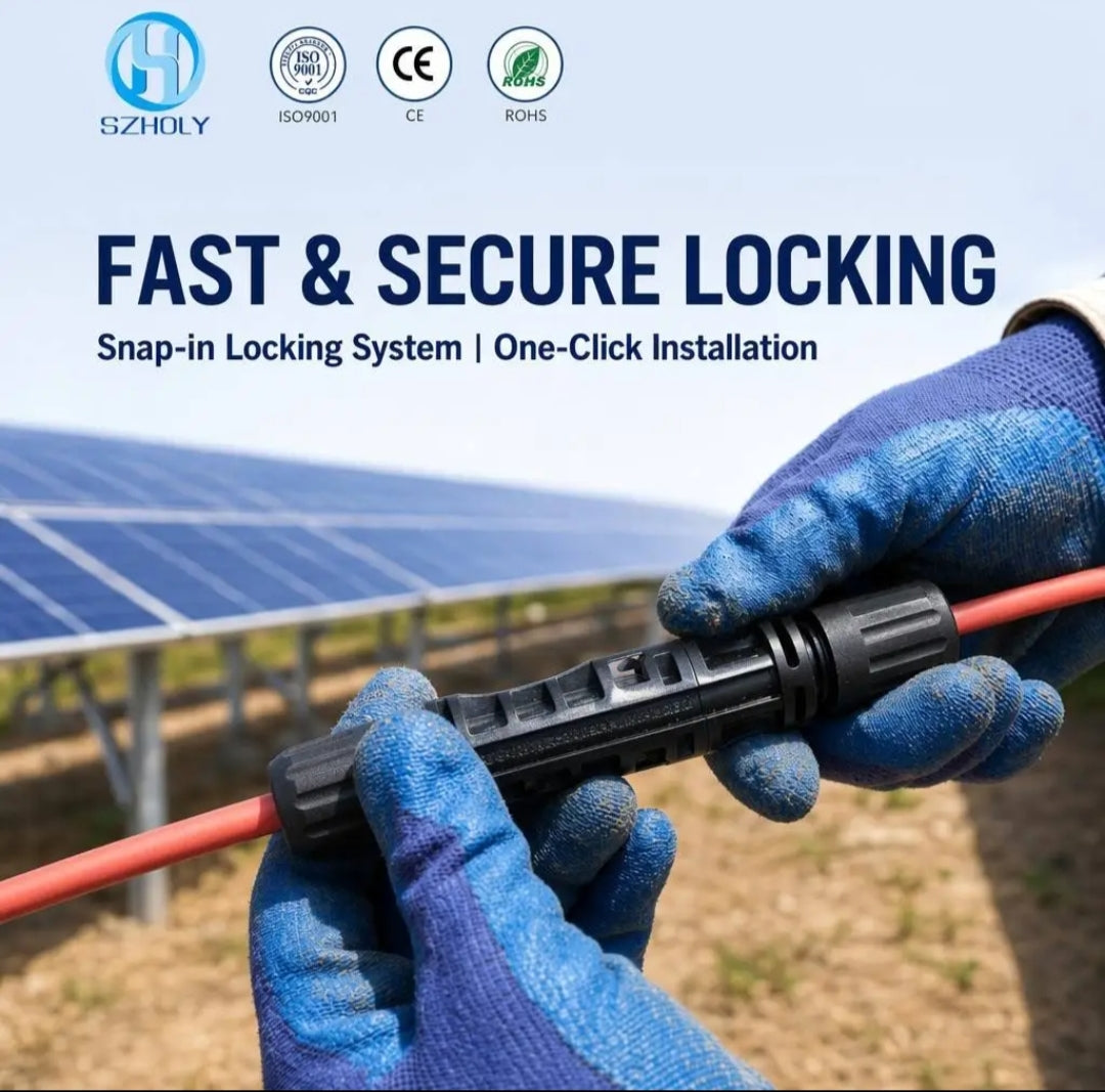 30A MC4 EVO2 Solar Panel Connectors – Male & Female Waterproof PV Cable Coupler Pair (4mm²-6mm²)