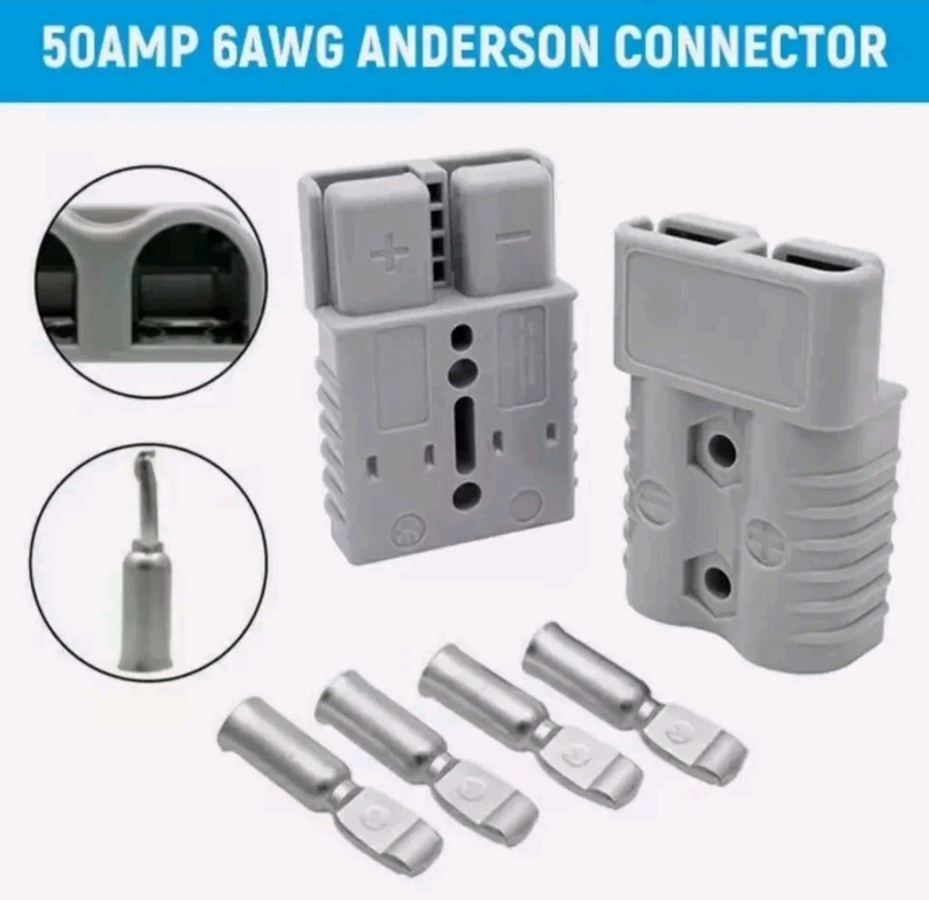 50A SB50 Anderson Style Power Connector Plug Kit – Grey (Fits 6 AWG Wire)