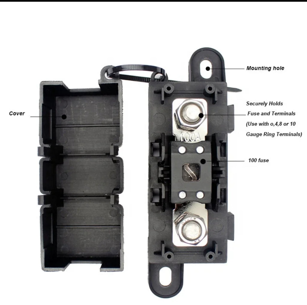 2 Black Heavy Duty Mega Fuse Holder with 3 x ANM Fuses Spend $30 and receive free postage