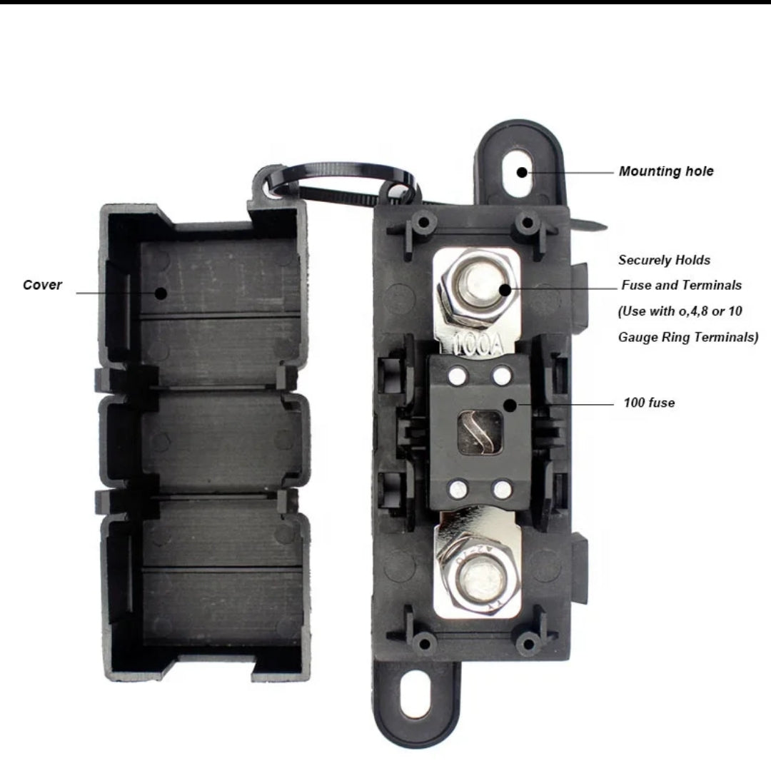 2 Black Heavy Duty Mega Fuse Holder with 3 x ANM Fuses Spend $30 and receive free postage