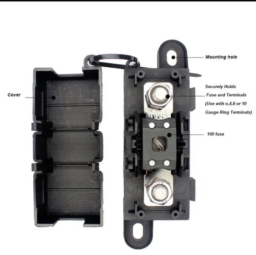 2 Black Heavy Duty Mega Fuse Holder with 3 x ANM Fuses Spend $30 and receive free postage