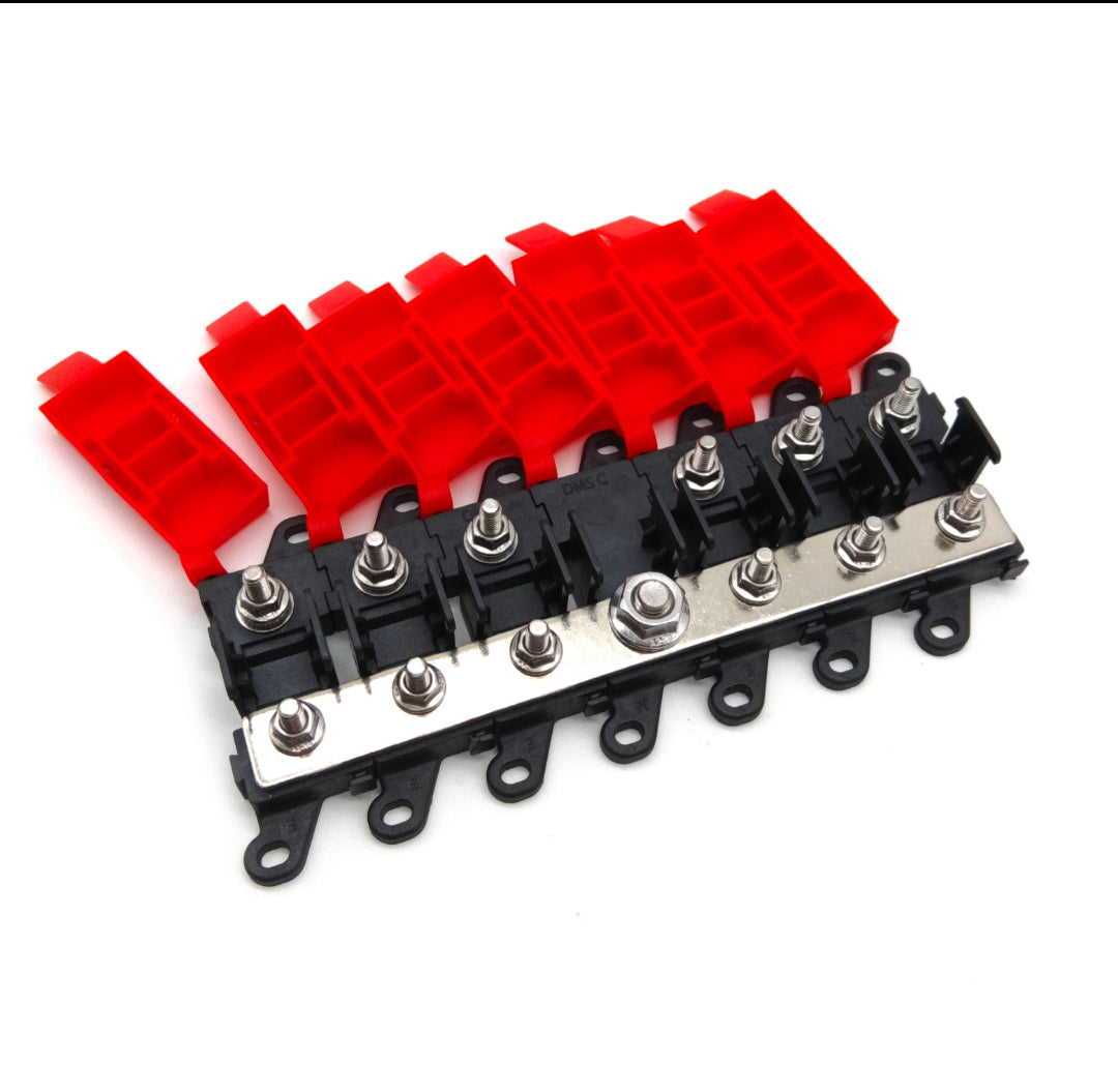 1 to 7 -Way MIDI Fuse Holder Distribution Block – 200A Heavy Duty Multi-Pole Power Distribution Kit
