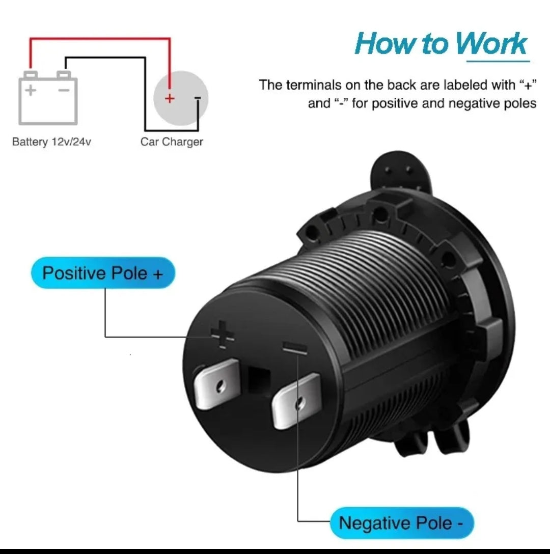 12V Marine Grade Waterproof Cigarette Lighter Socket - 10A Power Outlet for Boat, 4WD & Caravan
