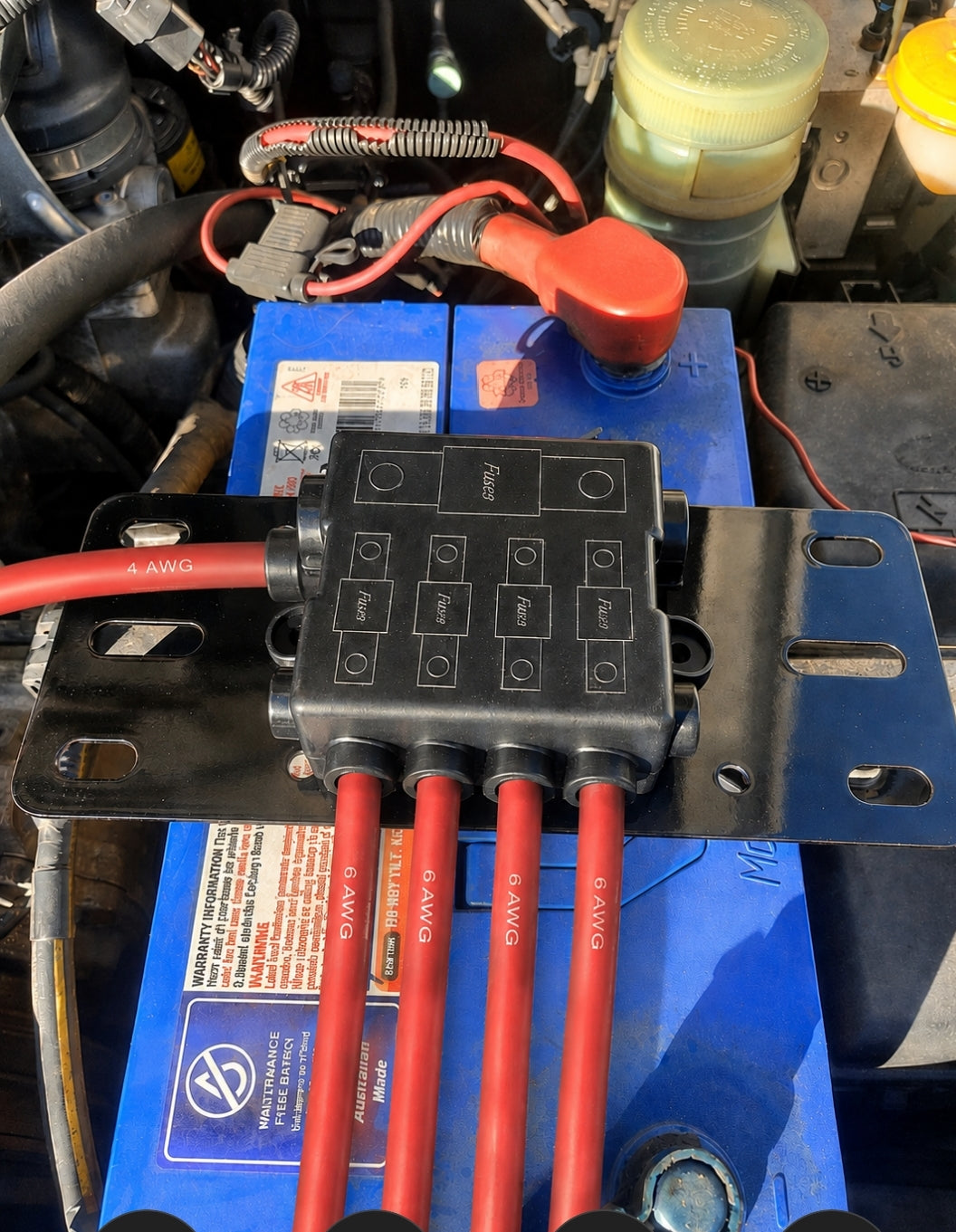 Battery top mount 5-Way Multi-Pole MIDI & MEGA Fuse Box | 12V High-Current Distribution Block