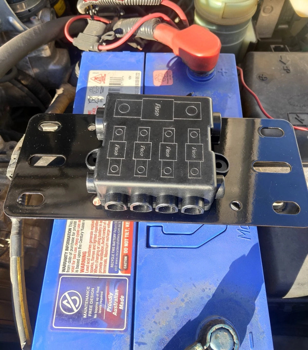 Battery top mount 5-Way Multi-Pole MIDI & MEGA Fuse Box | 12V High-Current Distribution Block