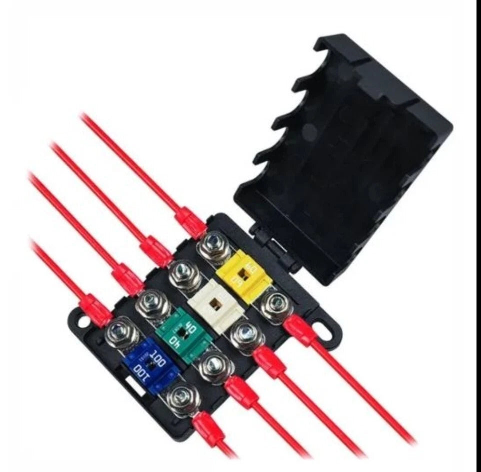 4 Way Midi Fuse Holder with 4 Fuses — Suits Twin Battery 4x4 Systems spend $30 instore for free postage